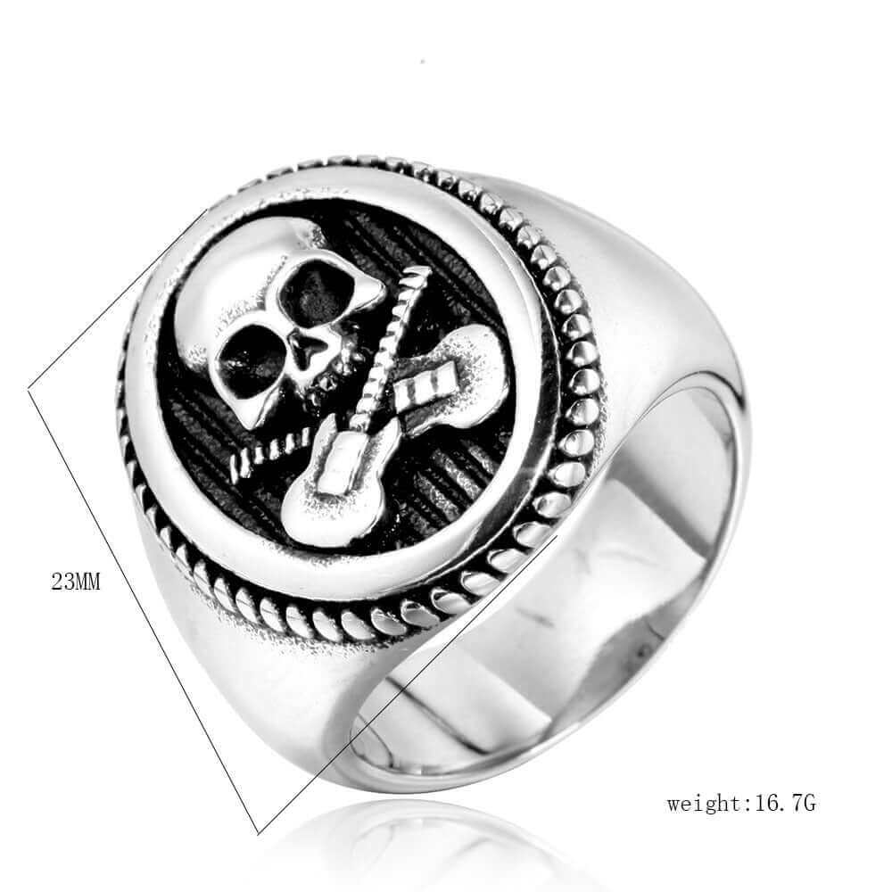 Titanium Steel Skull Guitar Ring guitarmetrics