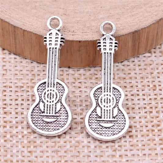 Antique Silver Guitar Charms pendant guitarmetrics
