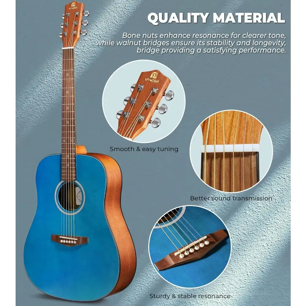 Vangoa 41-Inch Dreadnought Acoustic Guitar – Beginner’s Full Starter Kit guitarmetrics