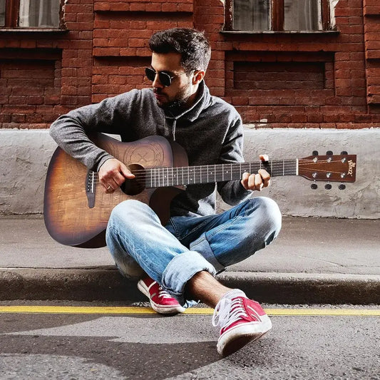 Winzz Hand-Rubbed 41" Full Size Cutaway Acoustic Guitar Starter Kit guitarmetrics