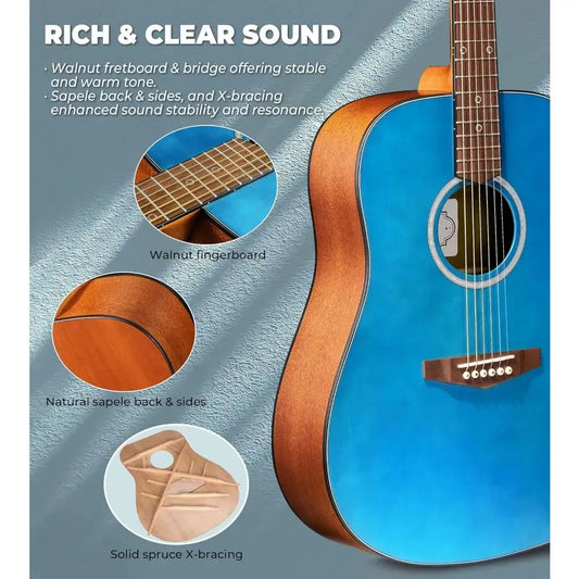 Vangoa 41-Inch Dreadnought Acoustic Guitar – Beginner’s Full Starter Kit guitarmetrics