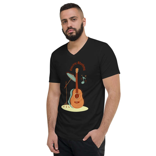 Guitar art Unisex Short Sleeve V-Neck T-Shirt guitarmetrics
