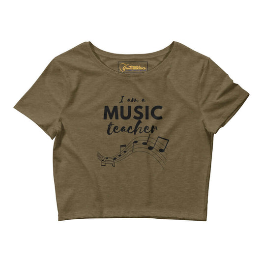 Music teacher Women’s Crop Tee Heather Olive guitarmetrics