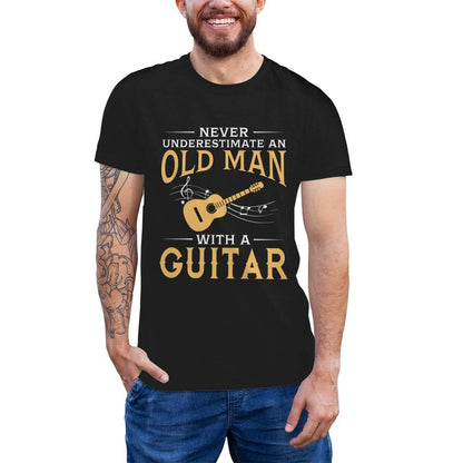An Old Man With A Guitar print T-Shirt Black guitarmetrics