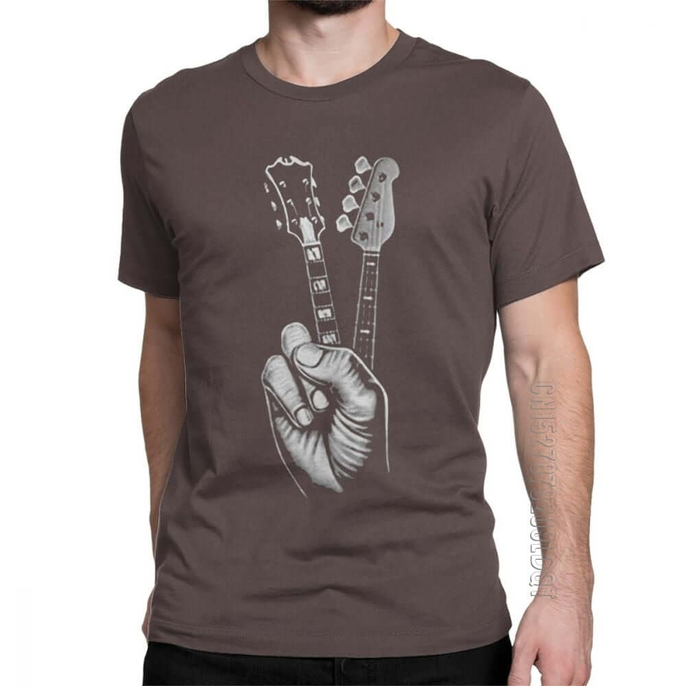 Hipster Bass and Electric guitar victory T Shirt Print Auburn guitarmetrics