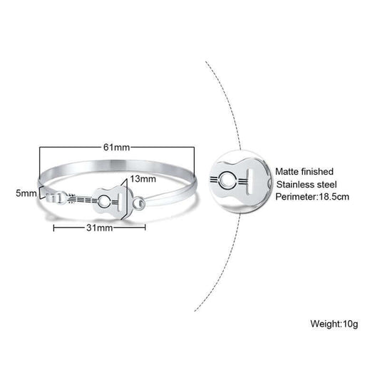 Women Elegant Guitar Charm Cuff Bracelet guitarmetrics