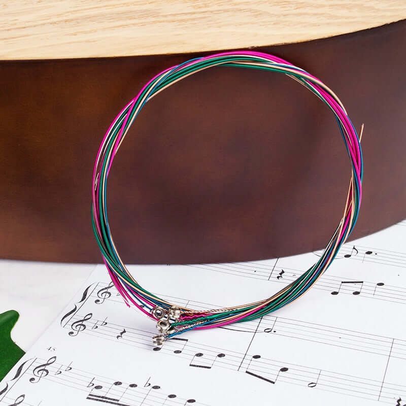 1 Set 6Pcs Rainbow Colorful Guitar Strings guitarmetrics