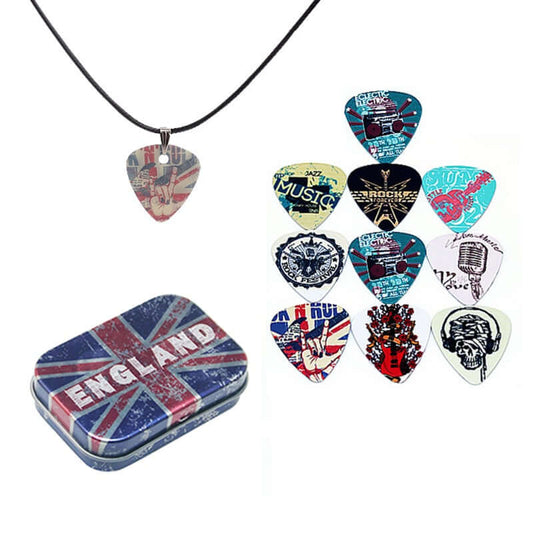 Premium Guitar Picks with tin case and necklace 1.0mm guitarmetrics