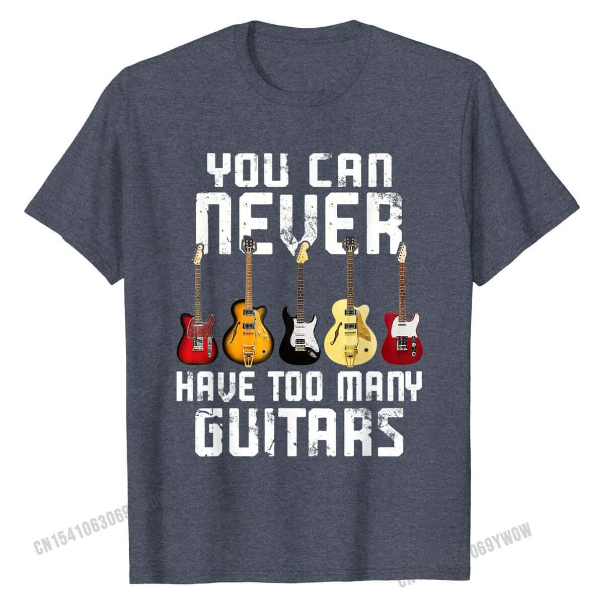 You Can Never Have Too Many Guitars print T-Shirt Asphalt guitarmetrics