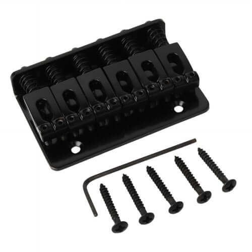 6 String 65MM Metal Fixed Hardtail Saddle Bridge Top Black guitarmetrics