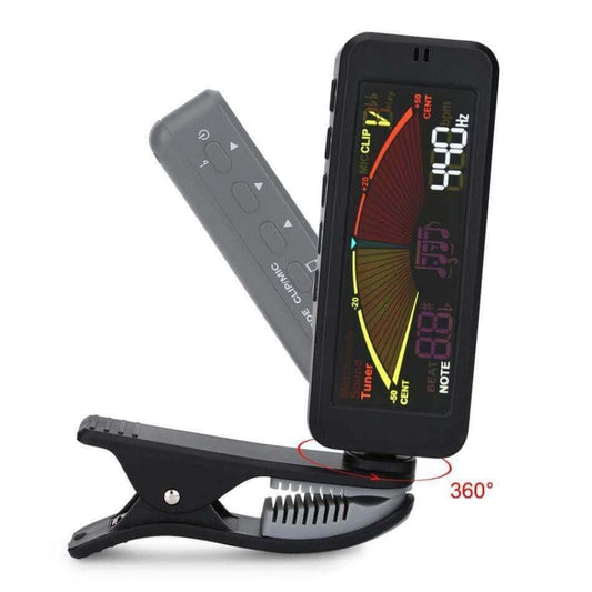 3 in 1 360 Clip on tuner for guitar guitarmetrics