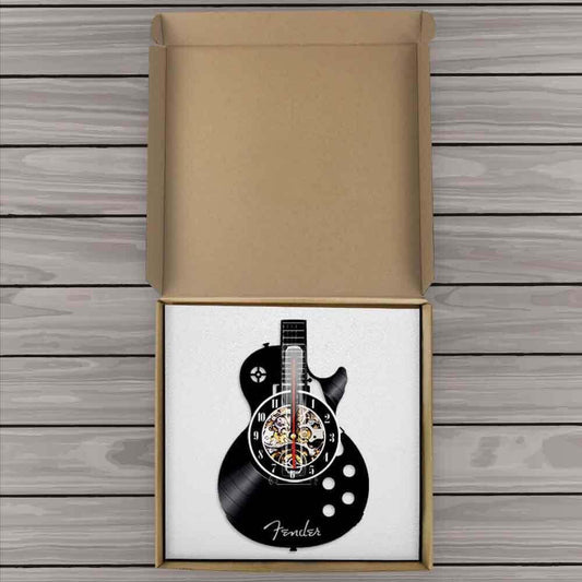 Guitar wall clock (Vinyl record material) guitarmetrics