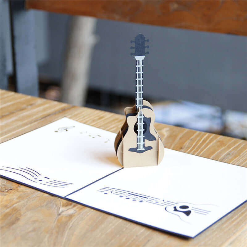 3D Guitar foldable card Black guitarmetrics