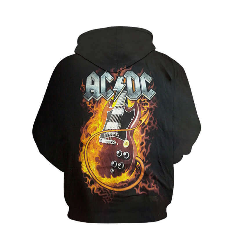 AC DC inspired design print hoodie guitarmetrics