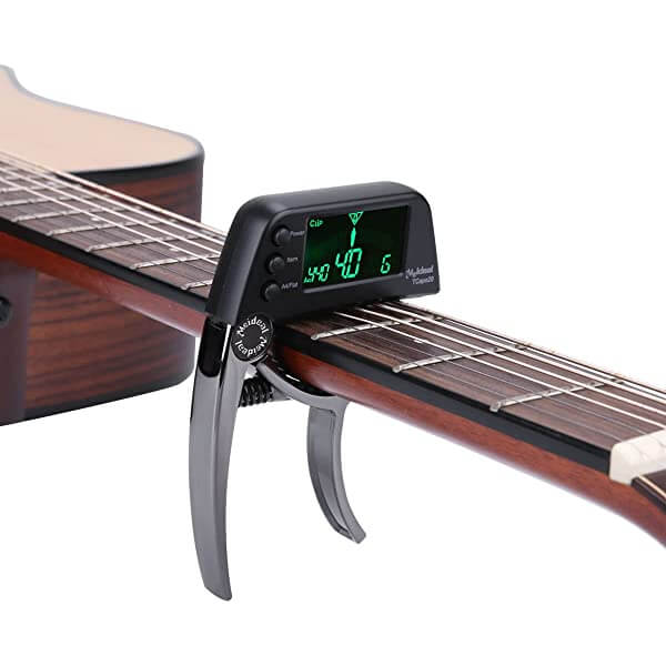 Meideal two in one Guitar capo with tuner guitarmetrics
