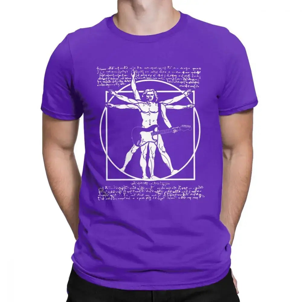 Da Vinci Vitruvian Man guitar t shirt PURPLE guitarmetrics