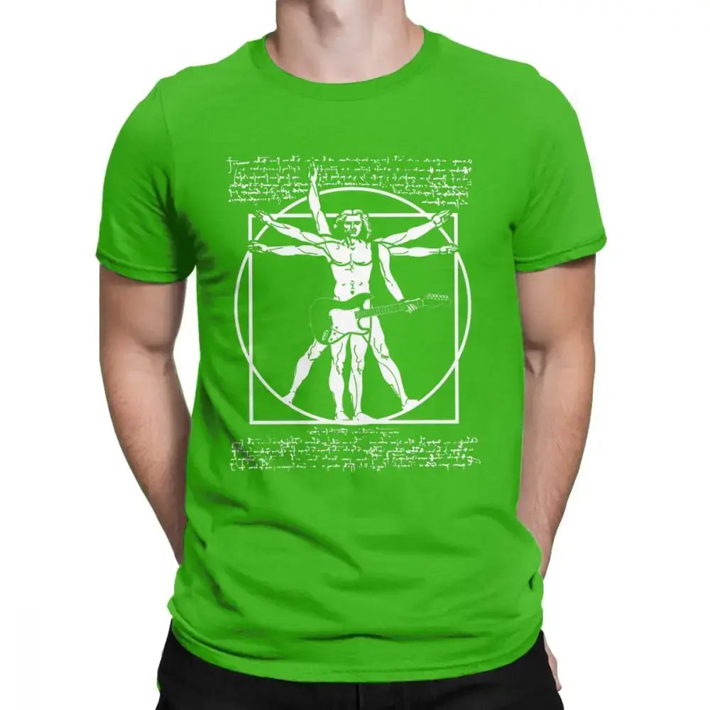 Da Vinci Vitruvian Man guitar t shirt green guitarmetrics