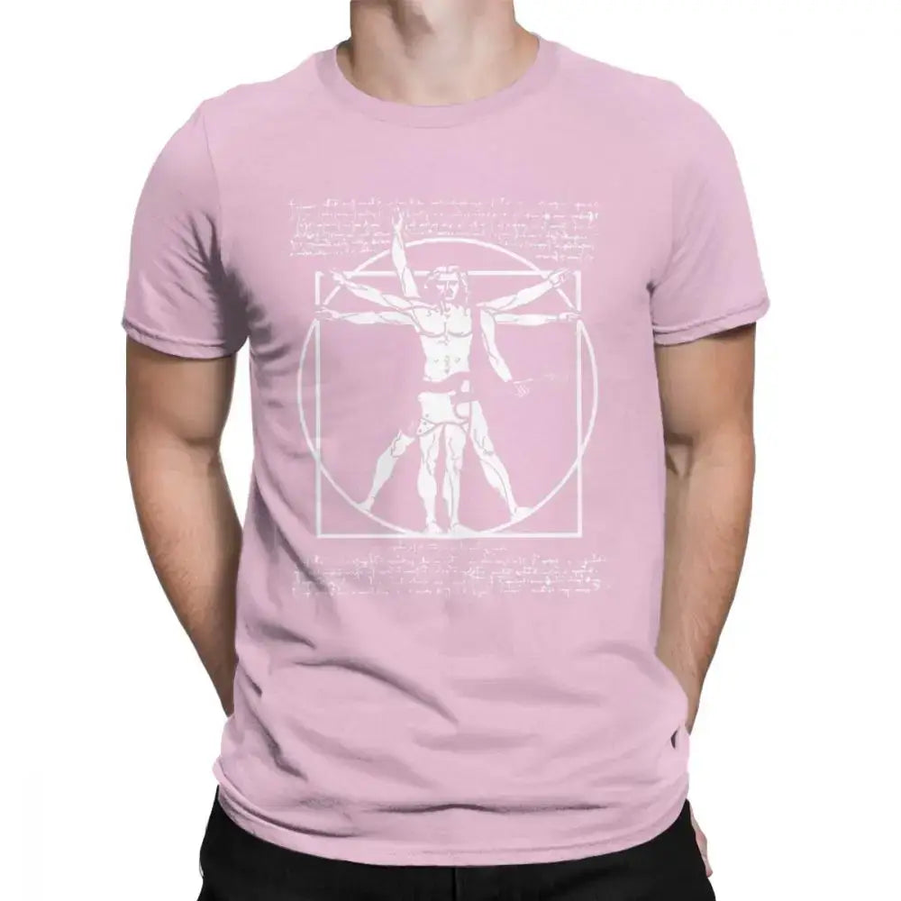 Da Vinci Vitruvian Man guitar t shirt Pink guitarmetrics