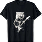 Rock Cat Playing Funny Guitar T-Shirt black3 guitarmetrics