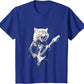 Rock Cat Playing Funny Guitar T-Shirt blue2 guitarmetrics