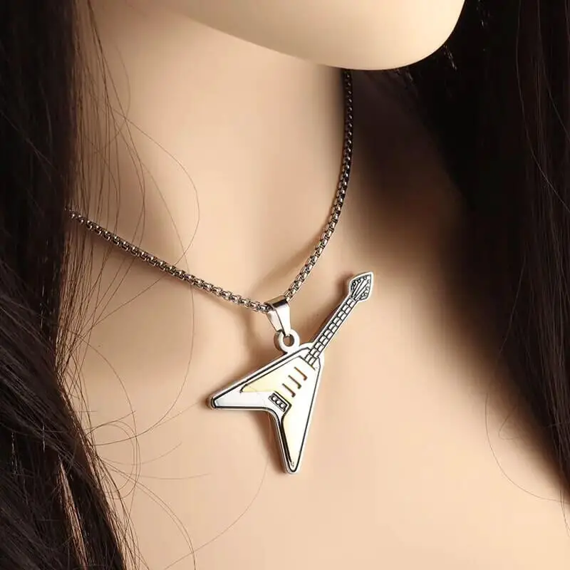 Rock Electric Guitar Pendant Necklace guitarmetrics