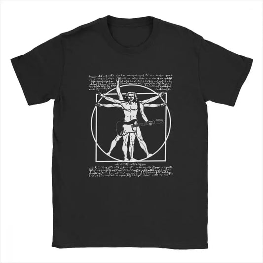 Da Vinci Vitruvian Man guitar t shirt guitarmetrics