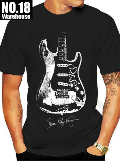 Stevie Ray Vaughan print T-Shirt blackMen74173 guitarmetrics