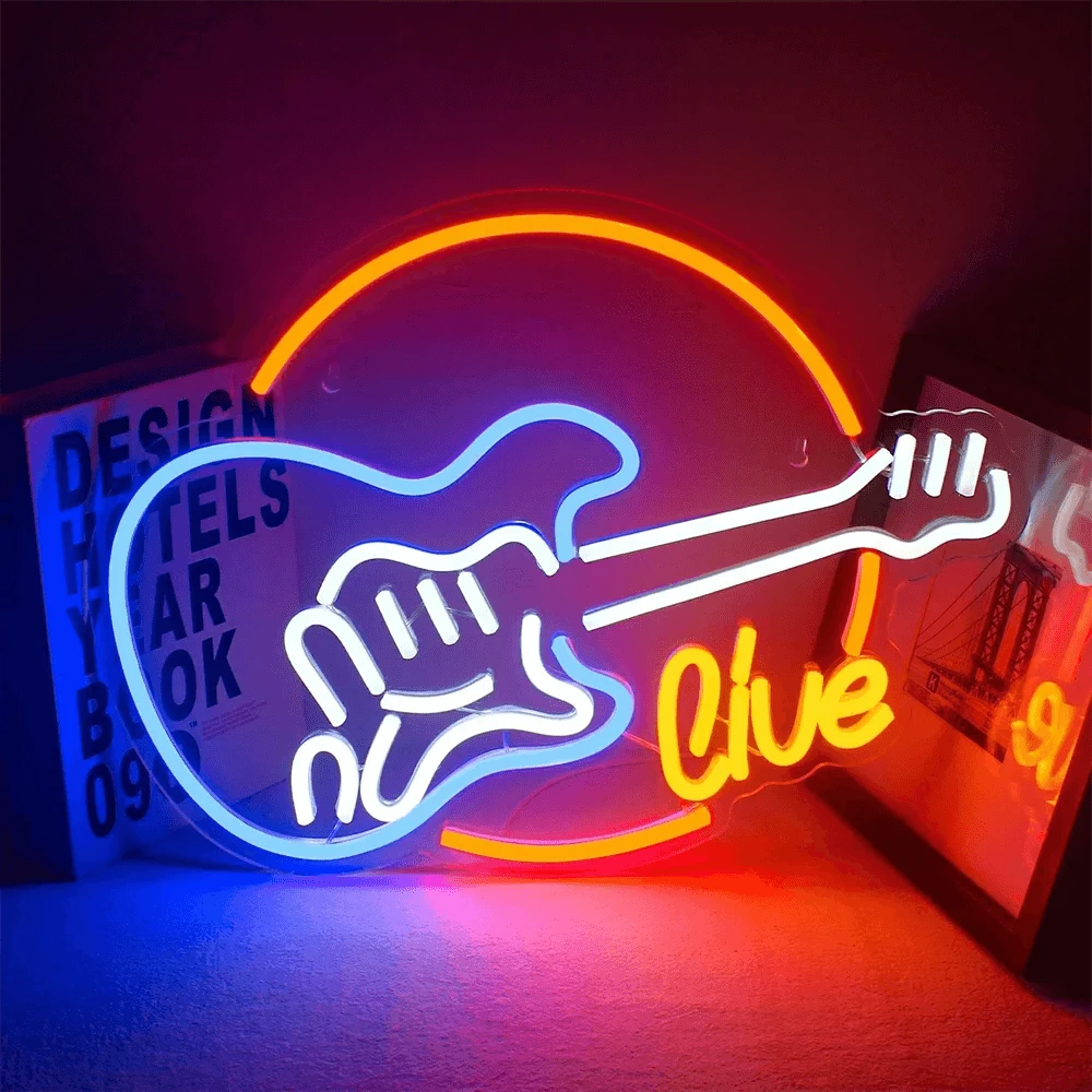 Rock Roll Guitar Neon Signs 40x32cm 1 5w FREE SHIPPING WORLDWIDE guitarmetrics