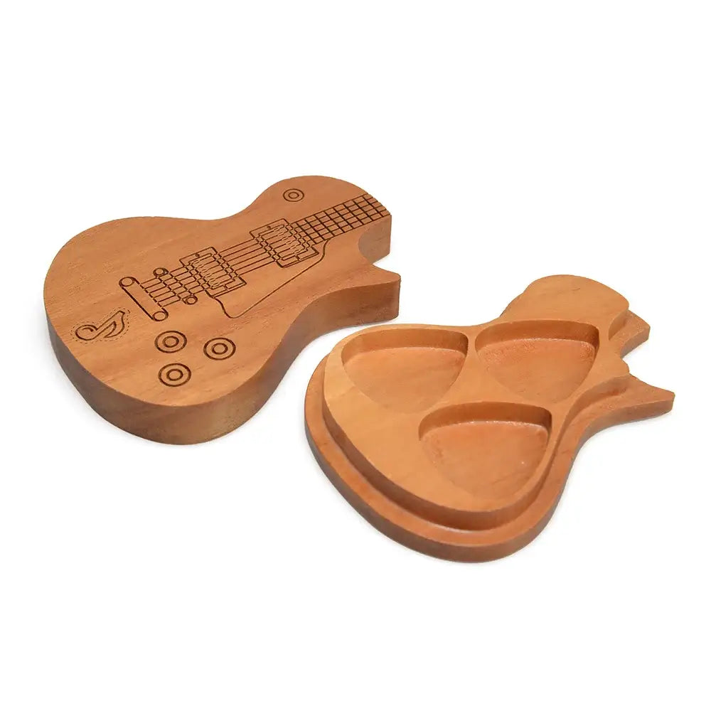 Guitzart™ Guitar pick box with wooden picks guitarmetrics