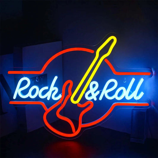 Rock Roll Guitar Neon Signs 42x32cm 5w FREE SHIPPING WORLDWIDE guitarmetrics