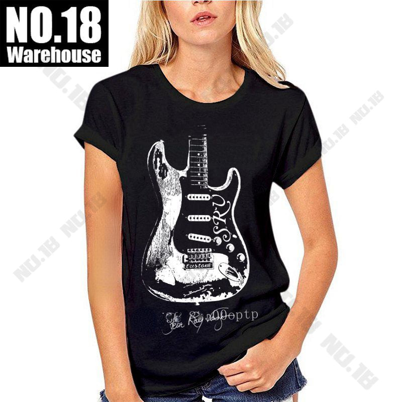 Stevie Ray Vaughan print T-Shirt blackwomen74173 guitarmetrics