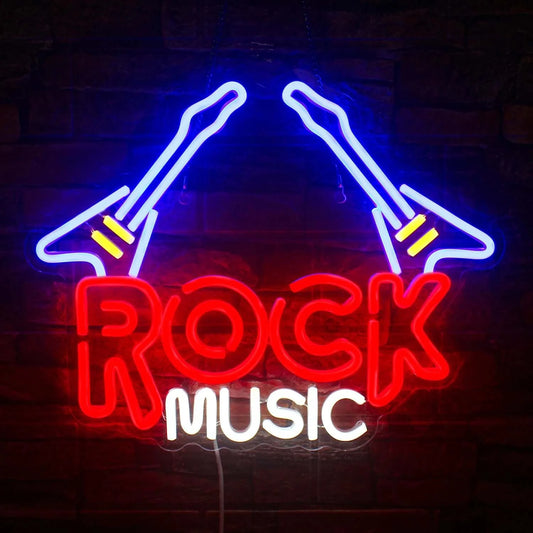 Rock Roll Guitar Neon Signs 40x32cm 5w FREE SHIPPING WORLDWIDE guitarmetrics