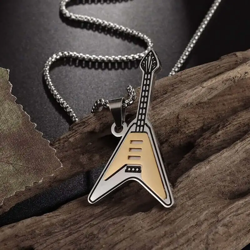 Rock Electric Guitar Pendant Necklace guitarmetrics