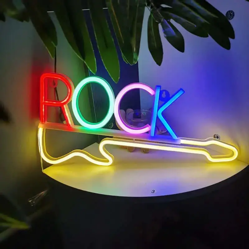 Guitar Rock and Roll Neon Sign guitarmetrics