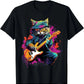 Rock Cat Playing Funny Guitar T-Shirt black1 guitarmetrics
