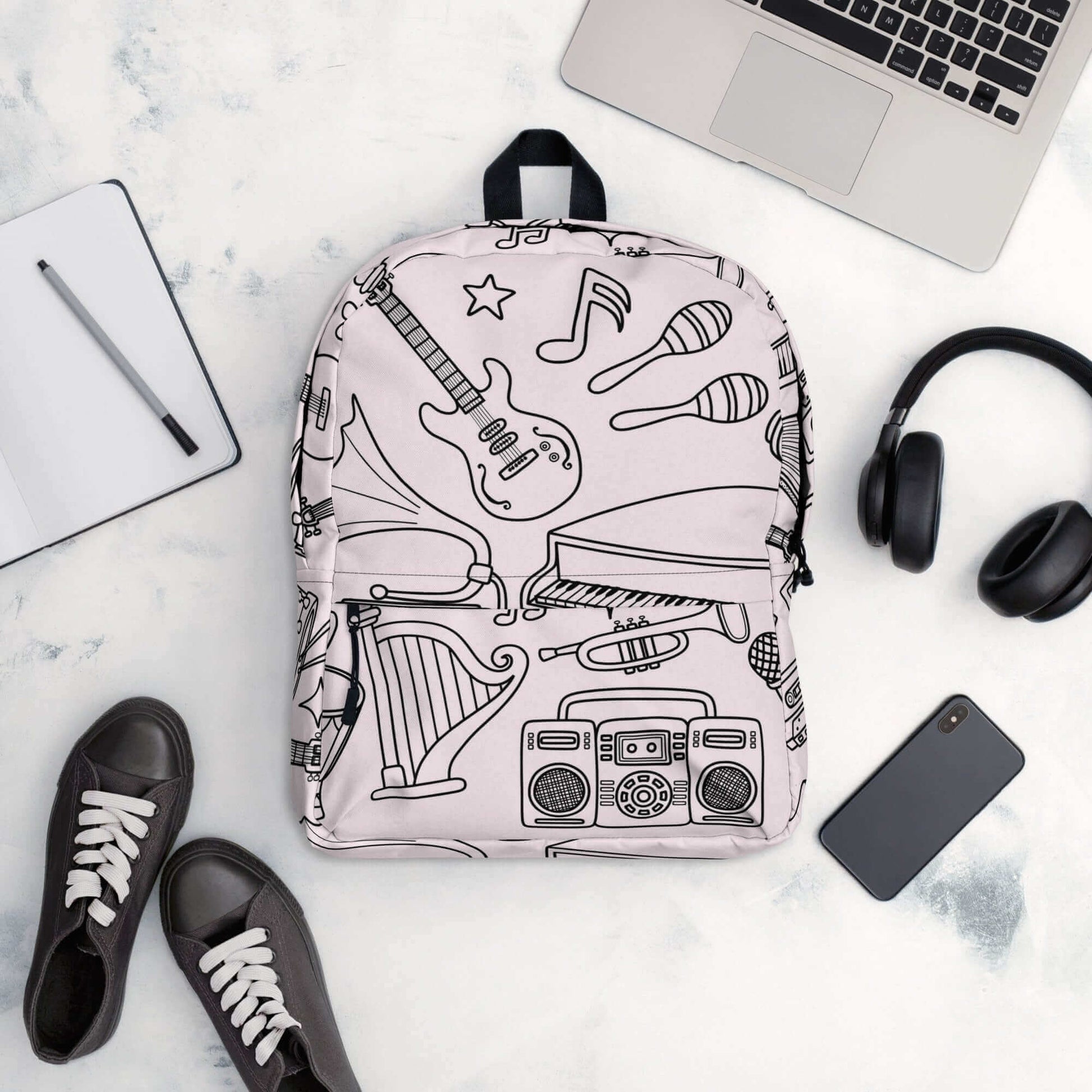 backpack for headphones laptop and keyboard Guitar Design Minimalist Backpack – guitarmetrics