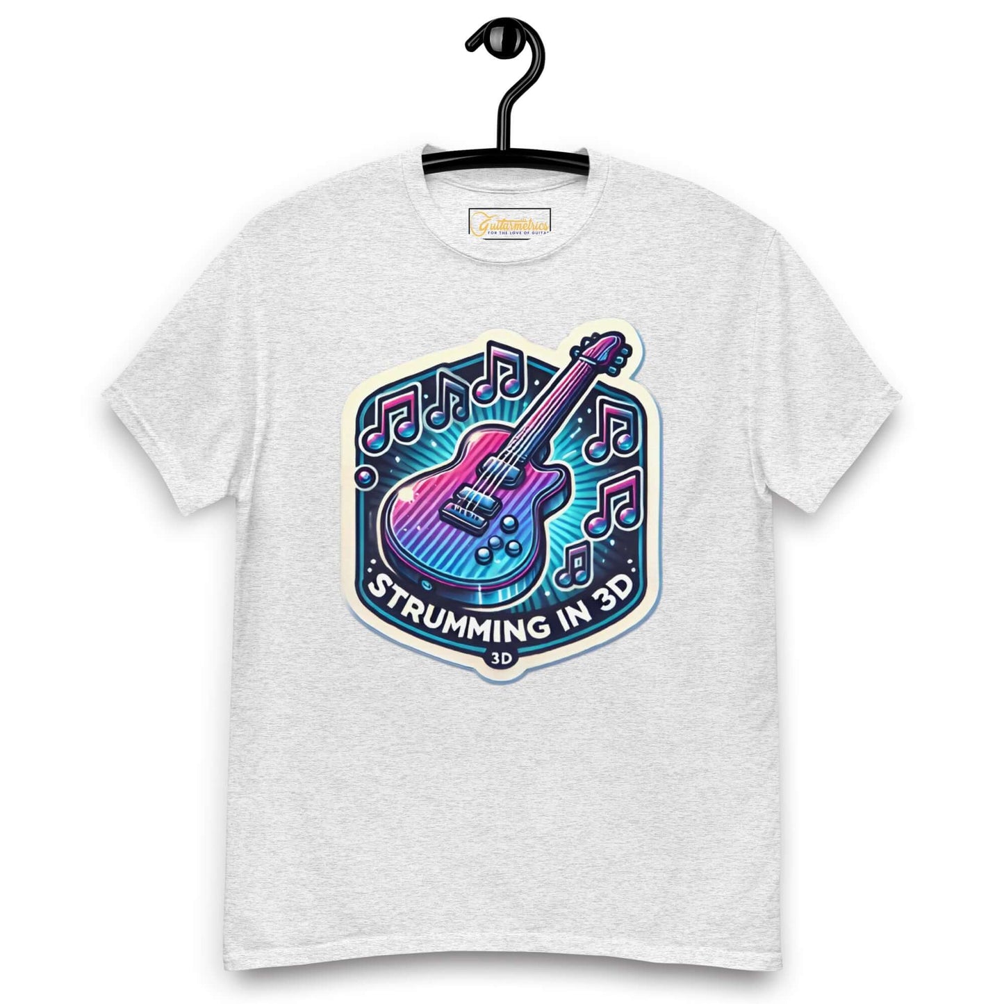 3D Strumming Unisex Guitar T-shirt Ash guitarmetrics