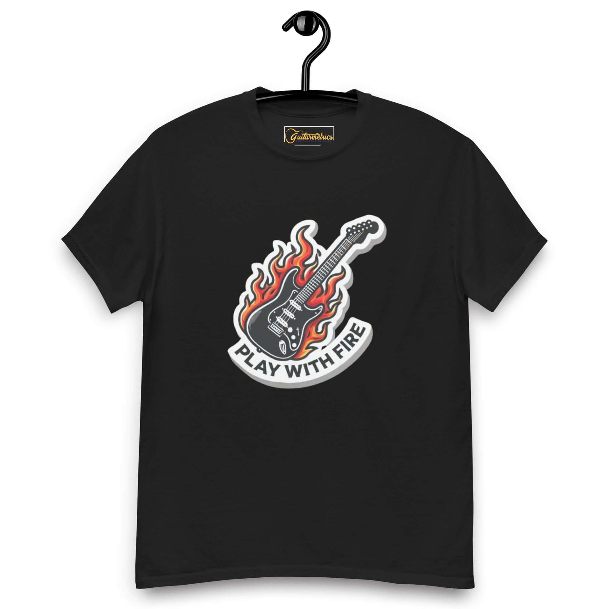 Play with Fire Unisex Guitar T-shirt Black guitarmetrics