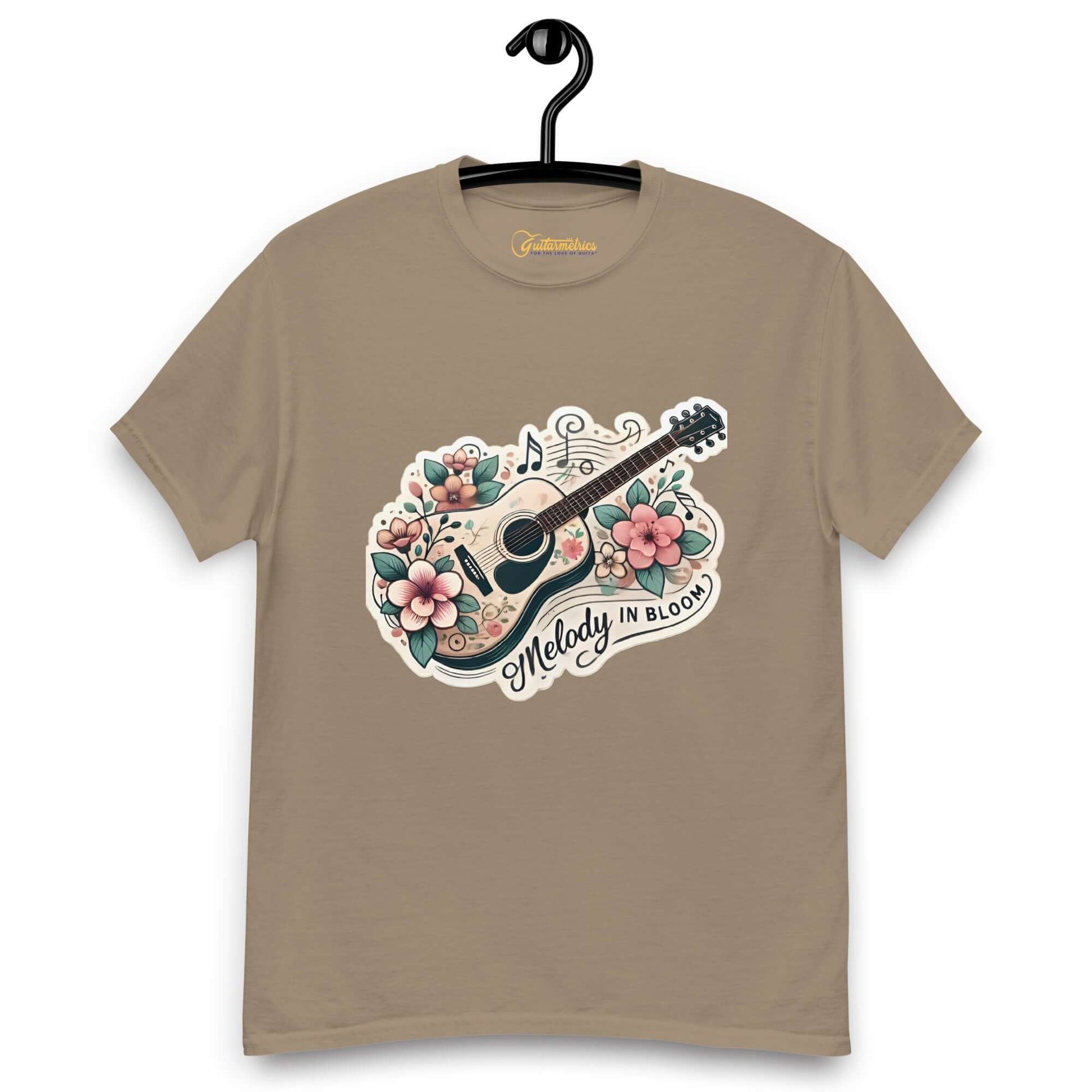 Melody in Bloom Unisex Guitar T-shirt Brown Savana guitarmetrics