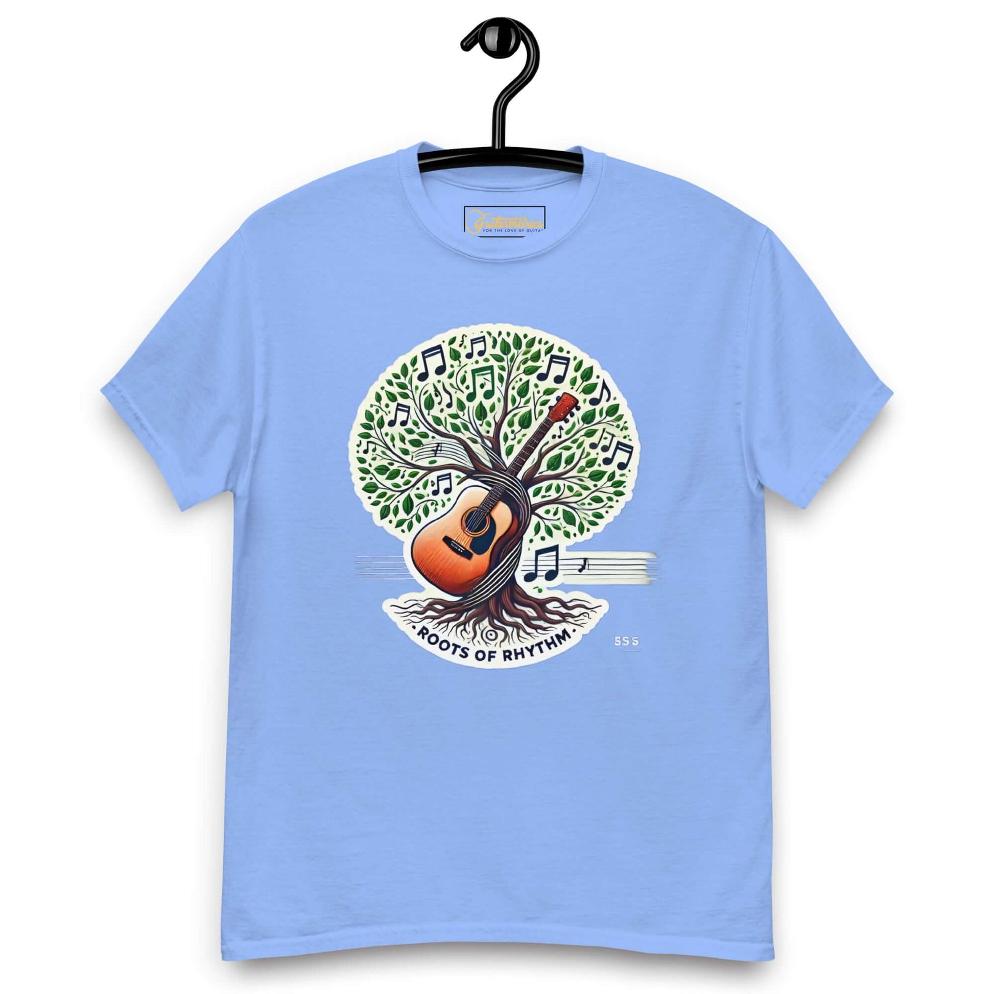 Roots of Rhythm Unisex Guitar T-shirt Carolina Blue guitarmetrics