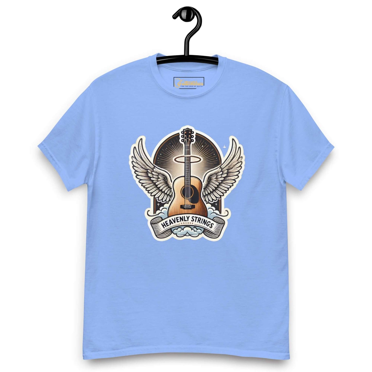 Heavenly Strings Unisex Guitar T-shirt Carolina Blue guitarmetrics