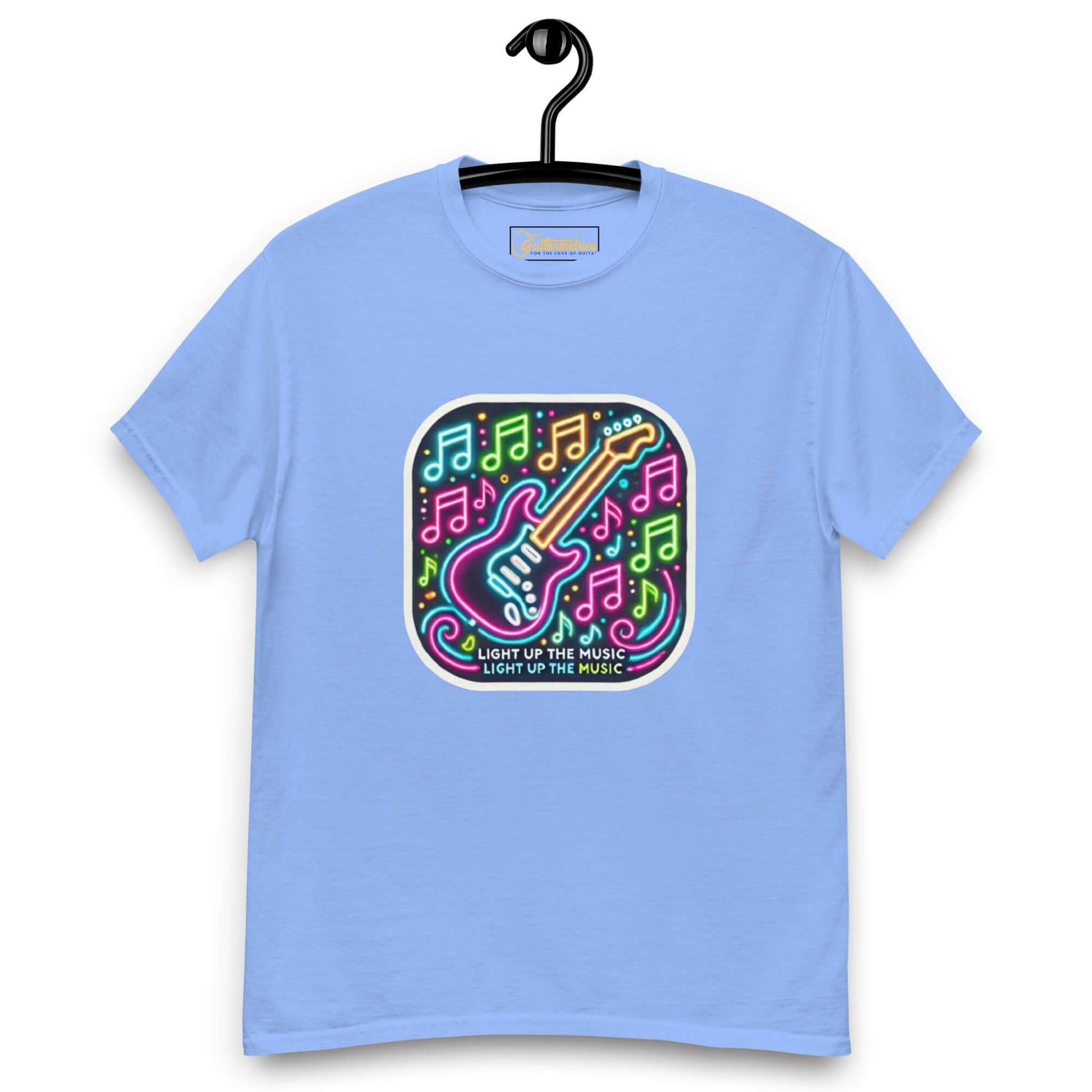 Light Up the Music Unisex Guitar T-shirt Carolina Blue guitarmetrics