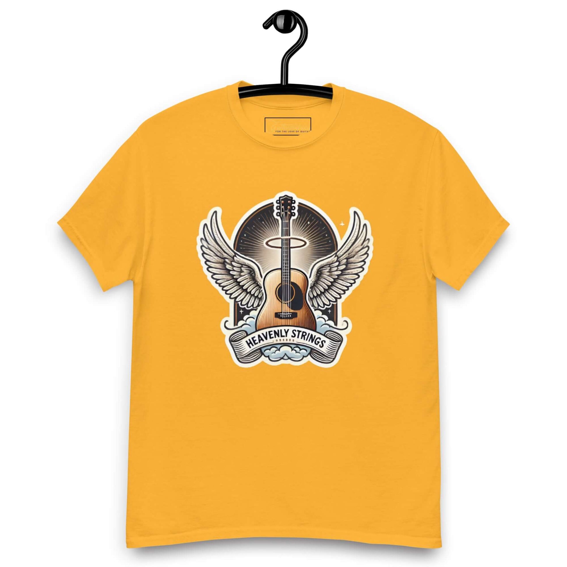 Heavenly Strings Unisex Guitar T-shirt Gold guitarmetrics