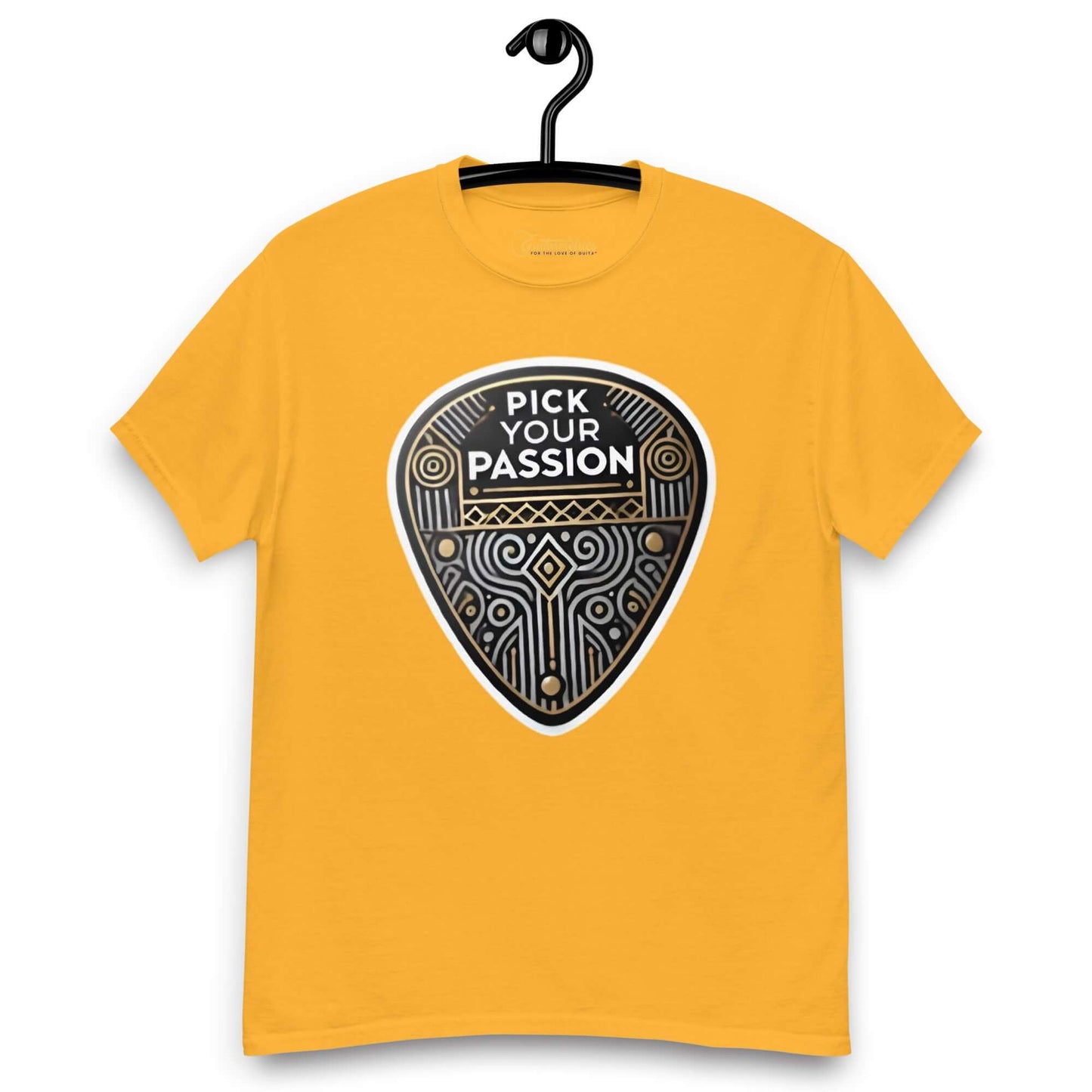 Pick your Passion Unisex classic Guitar tee Gold guitarmetrics