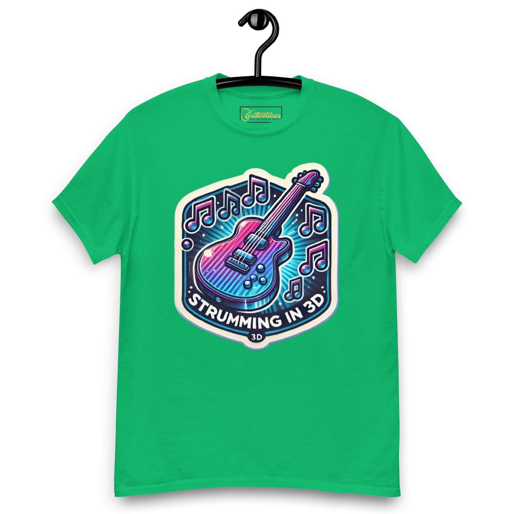 3D Strumming Unisex Guitar T-shirt Irish Green guitarmetrics