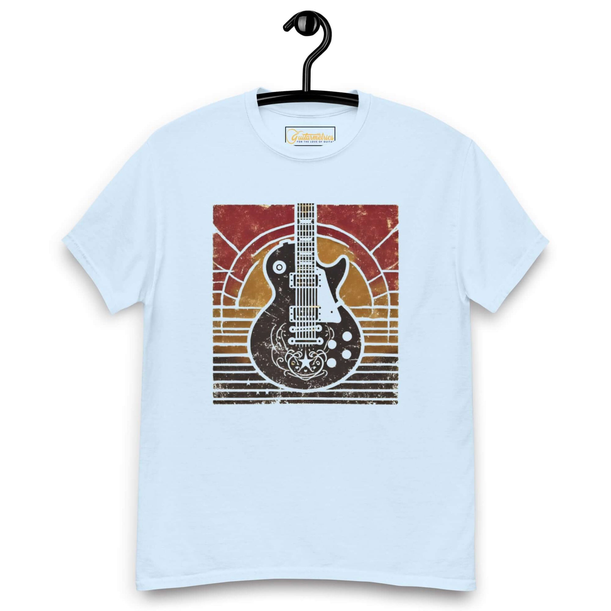 Guitar Art Minimalist Unisex T-shirt Light Blue guitarmetrics