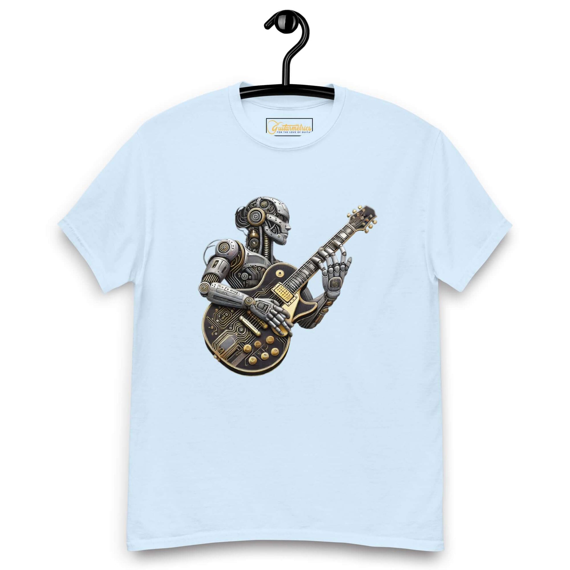 AI Guitar Art Unisex T-shirt Light Blue guitarmetrics