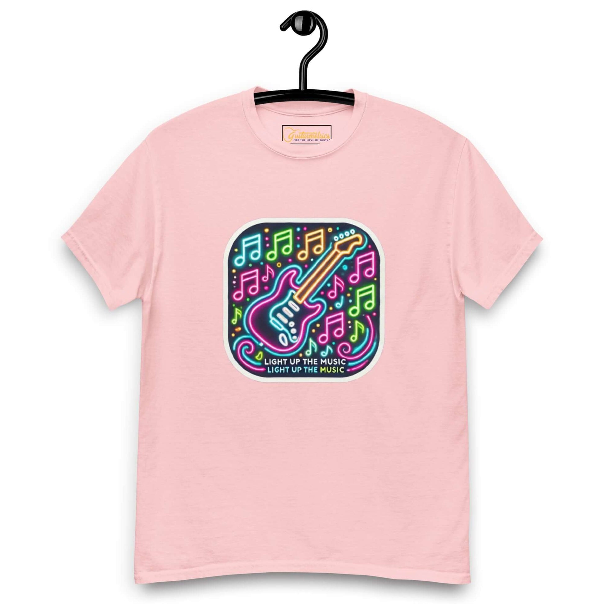 Light Up the Music Unisex Guitar T-shirt Light Pink guitarmetrics