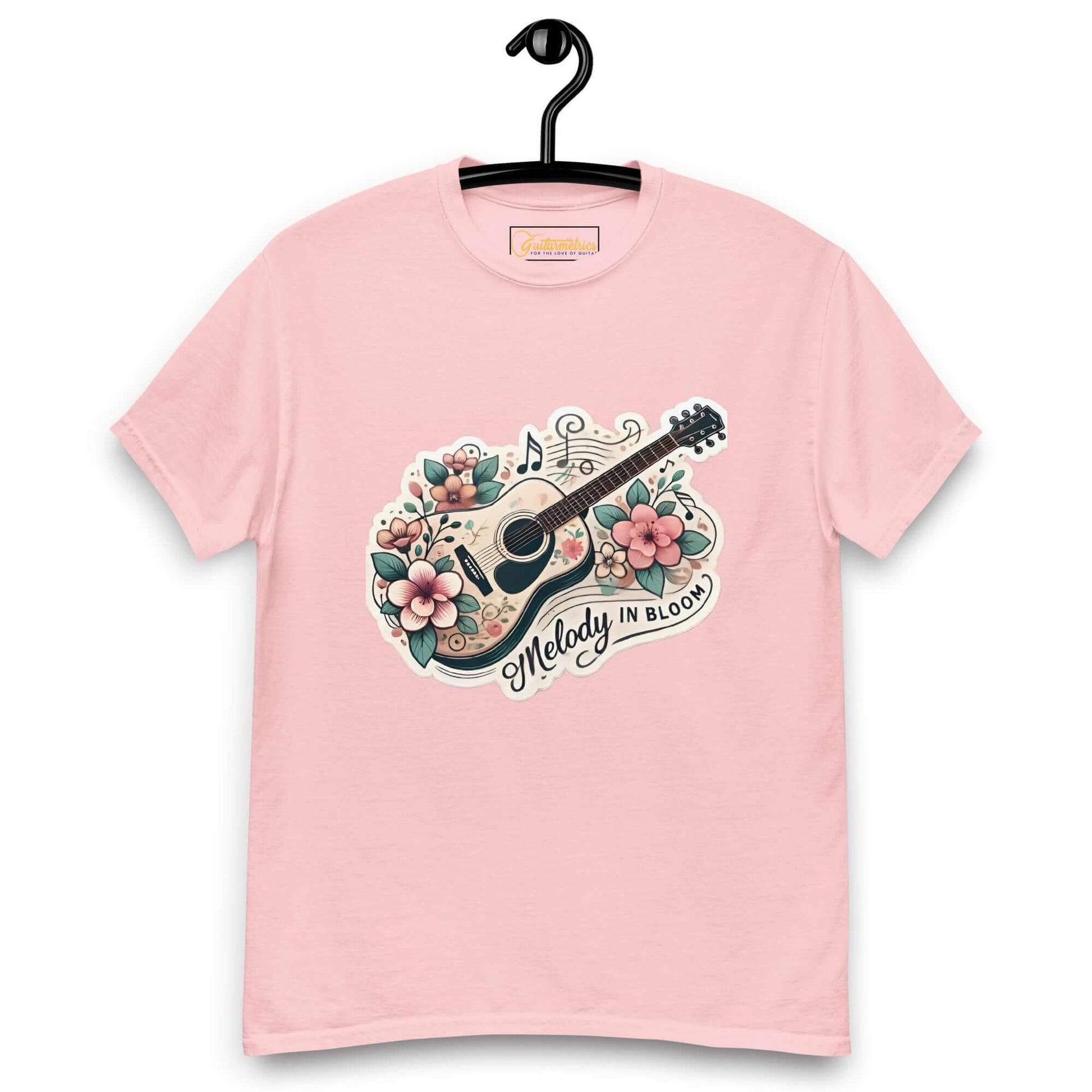 Melody in Bloom Unisex Guitar T-shirt Light Pink guitarmetrics