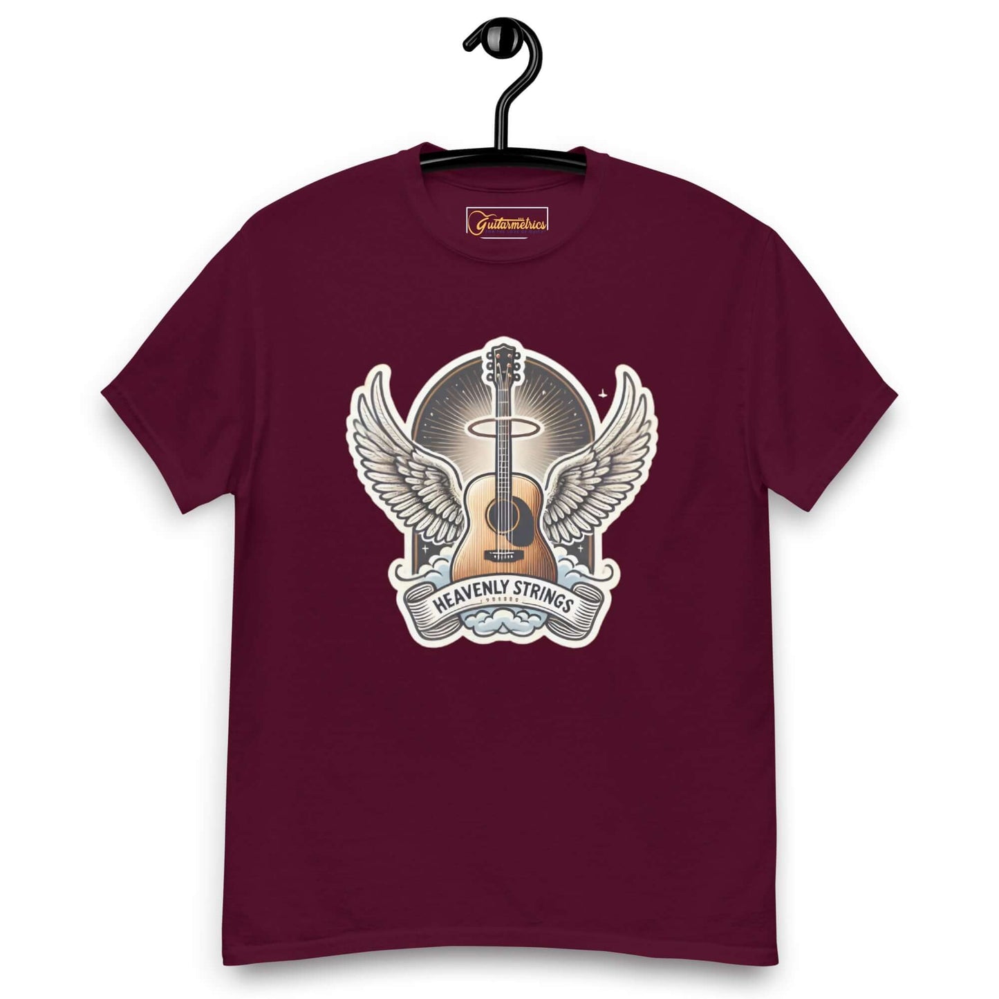 Heavenly Strings Unisex Guitar T-shirt Maroon guitarmetrics